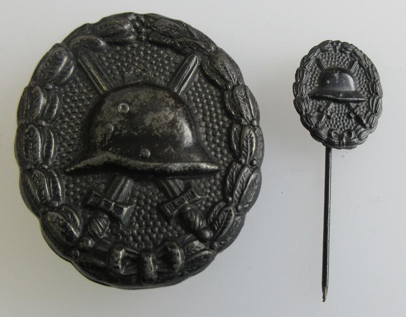 WW1 IMPERIAL BLACK WOUND BADGE & STICKPIN
