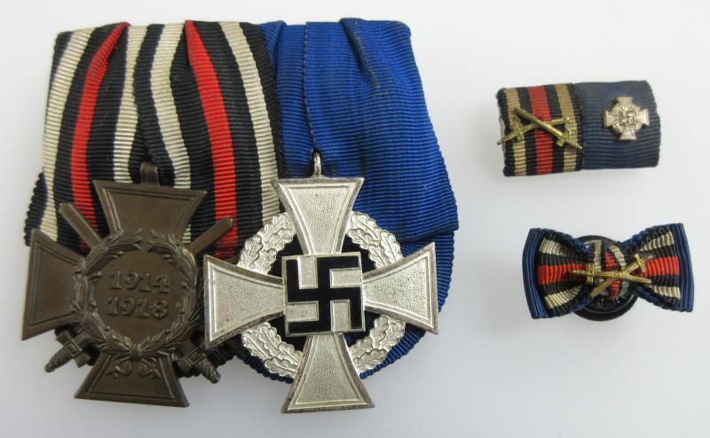 COURT MOUNTED HINDENBURG CROSS & 25 YEAR FAITHFULL SERVICE CROSS SET